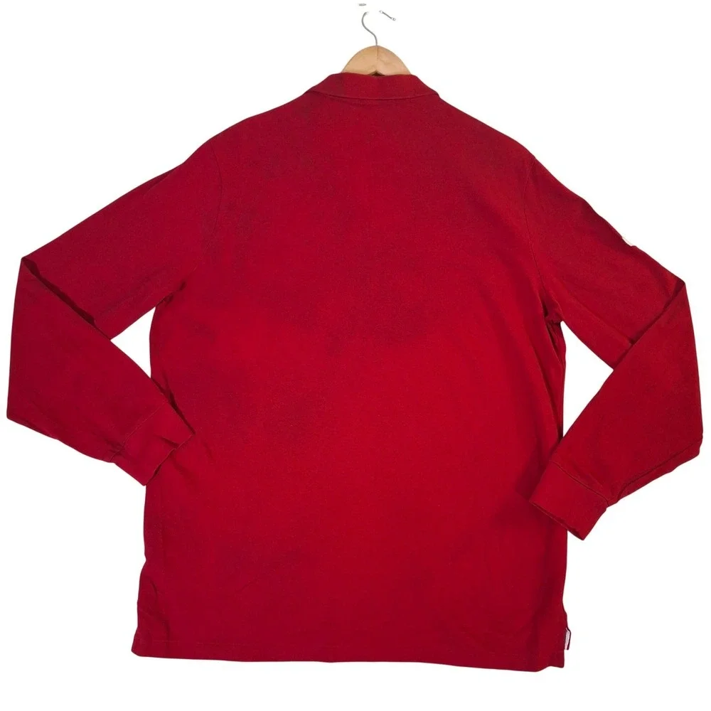 Polo Ralph Lauren Mens Long Sleeve Triple Pony Polo Shirt Red Classic Fit L